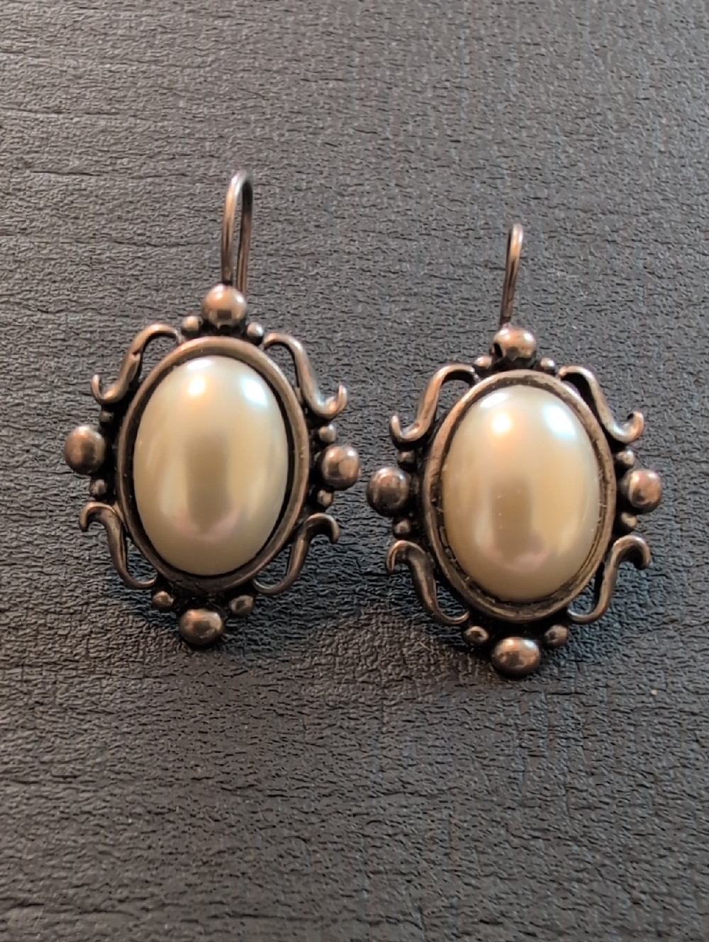 Classic Pearl-Style Drop Earrings in Cream and Sterling Silver